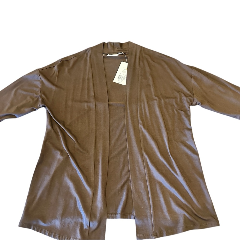 Kim Rogers Chocolate Cardigan Bell Sleeve Lightweight Brown Size M NWT